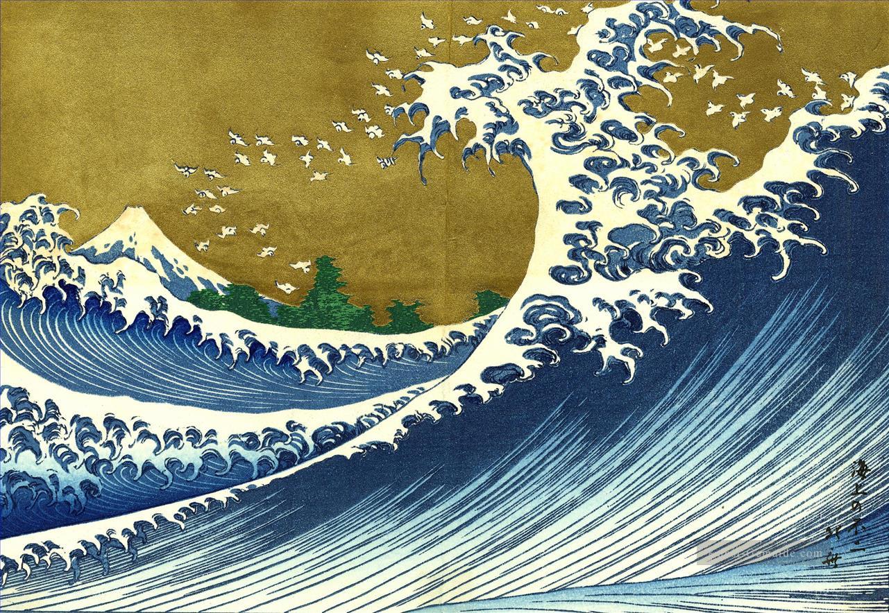 Eine farbige Version der großen Welle Katsushika Hokusai Japanisch Ölgemälde